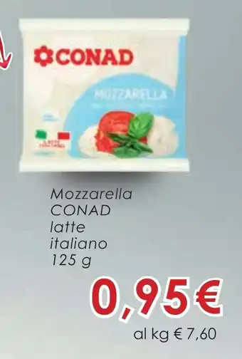 Conad Mozzarella CONAD latte italiano 125 g offerta