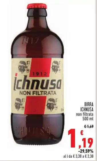 Conad BIRRA ICHNUSA non filtrata 500 ml offerta