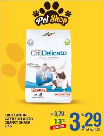 Qui Discount CROCCANTINI GATTO DELICATO CRANCY SNACK 2 KG offerta