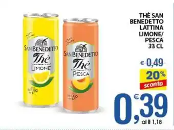 Qui Discount THE SAN BENEDETTO LATTINA LIMONE/ PESCA 33 CL offerta