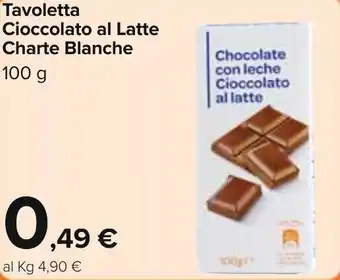 Tavoletta Cioccolato al Latte Charte Blanche 100g