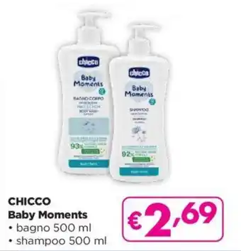 Acqua & Sapone CHICCO Baby Moments bagno 500 ml shampoo 500 ml offerta