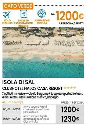 Eurospin ISOLA DI SAL CLUBHOTEL HALOS CASA RESORT offerta