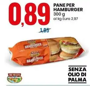 Eurospin PANE PER HAMBURGER 300 al kg Euro 2,97 offerta