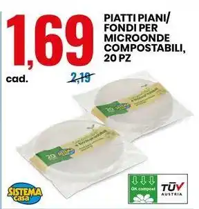 Eurospin PIATTI PIANI/ FONDI PER MICROONDE COMPOSTABILI, 20 PZ offerta