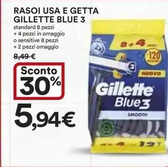 Ipercoop RASOI USA E GETTA GILLETTE BLUE 3 offerta