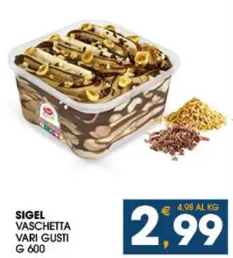 SeBón Supermercati SIGEL VASCHETTA VARI GUSTI G 600 offerta