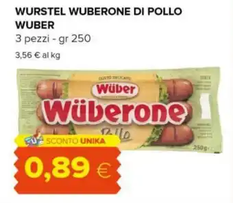 Tigre WURSTEL WUBERONE DI POLLO WUBER 3 pezzi - gr 250 offerta