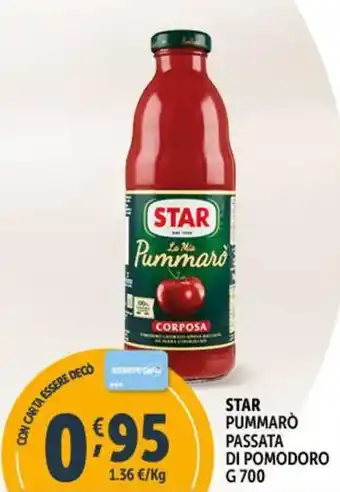 Deco Supermercati STAR PUMMARÒ PASSATA DI POMODORO G 700 offerta