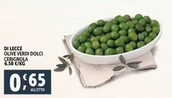 Deco Supermercati DI LECCE OLIVE VERDI DOLCI CERIGNOLA offerta