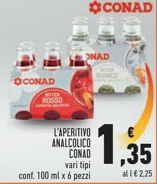 Conad Conad - bitter rosso l'aperitivo analcolico 600 g(ml) offerta