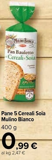 Carrefour Market Pan bauletto ai cereali e soia 400 g(ml) offerta