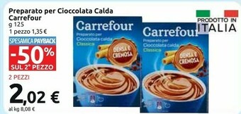 Carrefour - preparato per cioccolata calda classica densa e cremosa 125 g(ml)