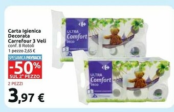 Carrefour Market Carrefour carta igienica decorata 3 veli offerta