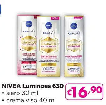 Saponi e profumi NIVEA Luminous 630 siero 30 ml crema viso 40 ml offerta