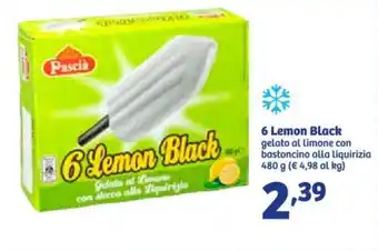 In'S Mercato 6 Lemon Black gelato al limone con bastoncino alla liquirizia 480 g offerta