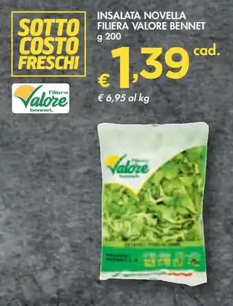 Bennet INSALATA NOVELLA FILIERA VALORE BENNET g 200 offerta