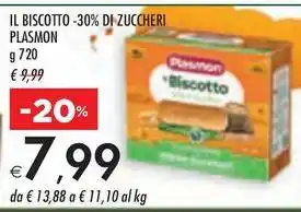 Bennet IL BISCOTTO -30% DI ZUCCHERI PLASMON g 720 offerta