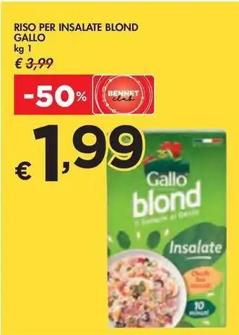 Bennet RISO PER INSALATE BLOND GALLO kg 1 offerta