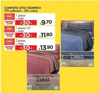 Bennet COMPLETO LETTO STAMPATO offerta