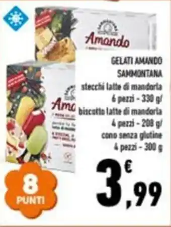 Conad GELATI AMANDO SAMMONTANA stecchi latte di mandorla 6 pezzi - 330 g offerta