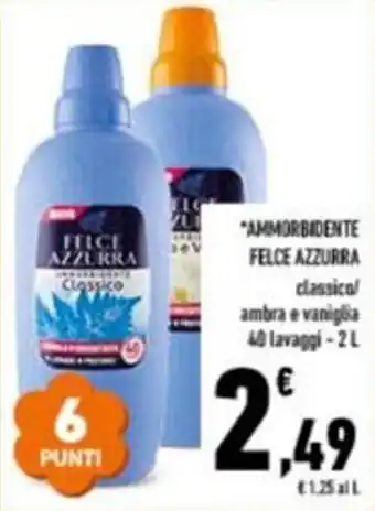 Conad AMMORBIDENTE FELCE AZZURRA classica/ ambra e vaniglia 40 lavaggi-2L offerta
