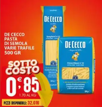 Issimo supermercado DE CECCO PASTA DI SEMOLA VARIE TRAFILE 500 GR offerta