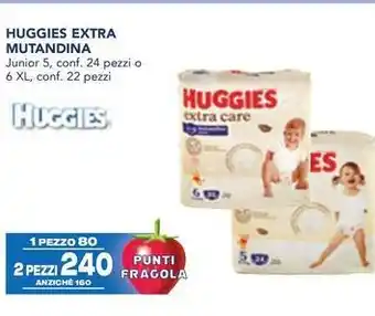 Esselunga HUGGIES EXTRA MUTANDINA Junior 5, conf. 24 pezzi o 6 XL, conf. 22 pezzi offerta