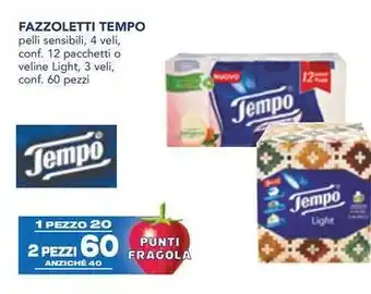 Esselunga FAZZOLETTI TEMPO pelli sensibili, 4 veli, conf. 12 pacchetti o veline Light, 3 veli, conf. 60 pezzi offerta