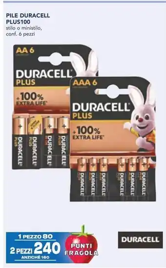 Esselunga PILE DURACELL PLUS100 stilo o ministilo, conf. 6 pezzi offerta