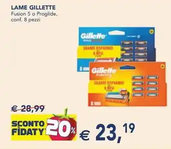 Esselunga LAME GILLETTE Fusion 5 o Proglide, conf. 8 pezzi offerta