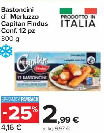 Carrefour Express Bastoncini di Merluzzo Capitan Findus Conf. 12 pz 300 g offerta