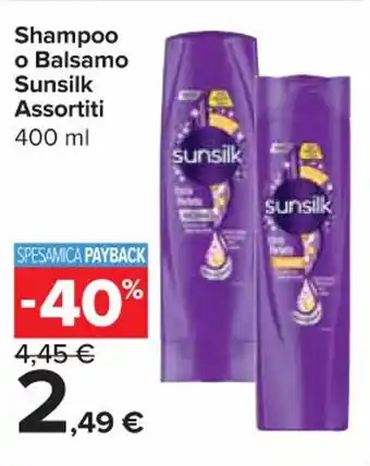 Carrefour Express Shampoo o Balsamo Sunsilk Assortiti 400 ml offerta