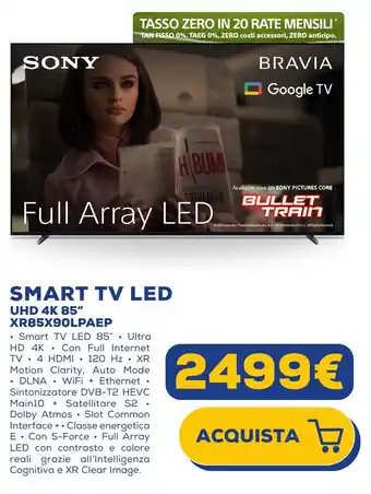 Euronics SONY SMART TV LED UHD 4K 85" XR85X90LPAEP offerta