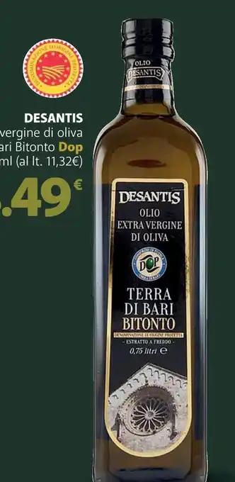 Famila Superstore DESANTIS Olio Extravergine di oliva Terra di Bari Bitonto Dop 750 ml offerta