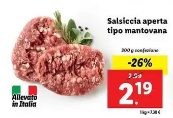 Lidl Salsiccia aperta tipo mantovana 300 g confezione offerta