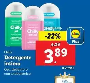 Lidl Chilly Detergente intimo Gel, delicato o con antibatterico 300 ml conf. offerta