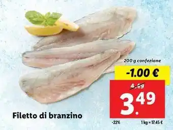 Lidl Filetto di branzino 200 g confezione offerta