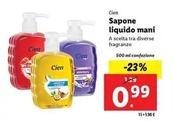 Lidl Cien Sapone liquido mani 500 ml confezione offerta