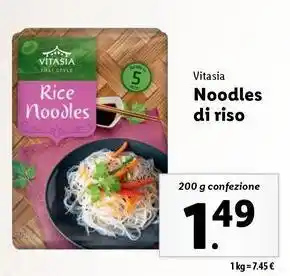 Lidl Vitasia Noodles di riso 200 g confezione offerta