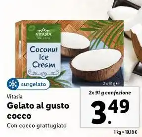 Lidl Vitasia Gelato al gusto cocco 2x 91 g confezione offerta