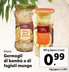 Lidl Vitasia Germogli di bambù o di fagioli mungo 180 g (sgocc.) conf. offerta