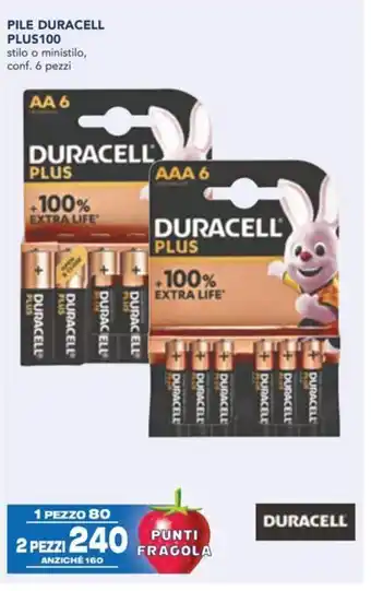 Esselunga PILE DURACELL PLUS100 stilo o ministilo, conf. 6 pezzi offerta