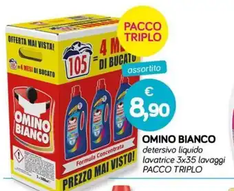 Il Tulipano OMINO BIANCO detersivo liquido lavatrice 3x35 lavaggi PACCO TRIPLO offerta