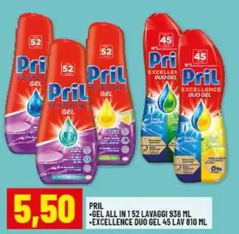 Risparmio Casa PRIL -GEL ALL IN 152 LAVAGGI 936 ML -EXCELLENCE DUO GEL 45 LAV 810 ML offerta