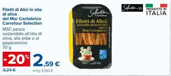 Carrefour Iper Carrefour Selection Filetti di Alici in olio di oliva del Mar Cantabrico 70g offerta