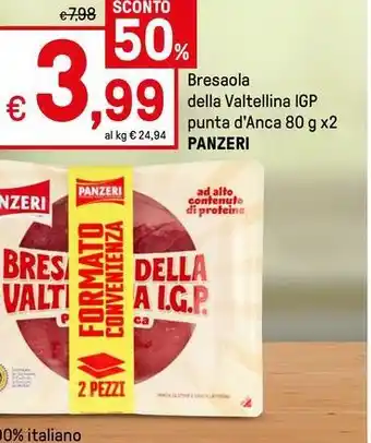 Iper La Grande Bresaola della Valtellina IGP punta d'Anca 80 g x2 PANZERI offerta