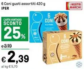 Iper La Grande 6 Coni gusti assortiti 420 g IPER offerta