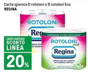 Iper La Grande Carta igienica 8 rotoloni o 8 rotoloni Eco REGINA offerta