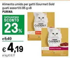 Iper La Grande Alimento umido per gatti Gourmet Gold gusti assortiti 85 g x8 PURINA offerta